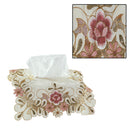Elegant design white lace embroidered fabric handmade tissue box cover
