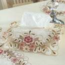 Elegant design white lace embroidered fabric handmade tissue box cover