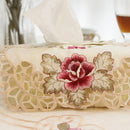 Embroidered Handmade Rose Bud Cutwork Polyester Tissue Box Cover