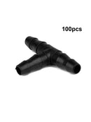 100 Pcs Sprinkler Irrigation 4/7mm Tee Pipe Barb Hose Supplies Drip System