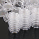 100Pcs 27mm Clear Round Plastic Coin Capsule Container Box Holder Case Port able