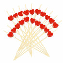 100 pcs Heart Shaped Bamboo Fruit Fork Toothpick Dessert Food Picks Stick Best