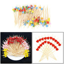 100 pcs Heart Shaped Bamboo Fruit Fork Toothpick Dessert Food Picks Stick Best