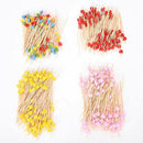100 pcs Heart Shaped Bamboo Fruit Fork Toothpick Dessert Food Picks Stick Best