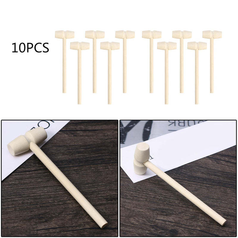 10pcs Mini Diy Solid Wood Decorative Hammer Easy To Use Kid's Toys