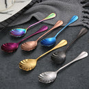 7pcs Shell Spoon Sugar Dessert Coffee Tea Drink Stirrer Teaspoon Stainless Steel