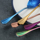 Stainless Steel Flower Shape Coffee Sugar Spoon Dessert Rainbow Teaspoons * 7