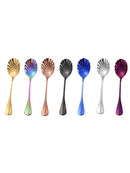 Stainless Steel Flower Shape Coffee Sugar Spoon Dessert Rainbow Teaspoons * 7