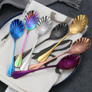 Stainless Steel Flower Shape Coffee Sugar Spoon Dessert Rainbow Teaspoons * 7