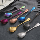 7pcs Shell Spoon Sugar Dessert Coffee Tea Drink Stirrer Teaspoon Stainless Steel