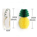 6 x Paper Honeycomb Pineapple (Hanging) Party Table Decorations Tropical Yellow