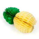 Yellow-green Paper Honeycomb Hanging Pineapple Decoration Hawaiian Theme 6pcs