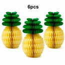 6 x Paper Honeycomb Pineapple (Hanging) Party Table Decorations Tropical Yellow