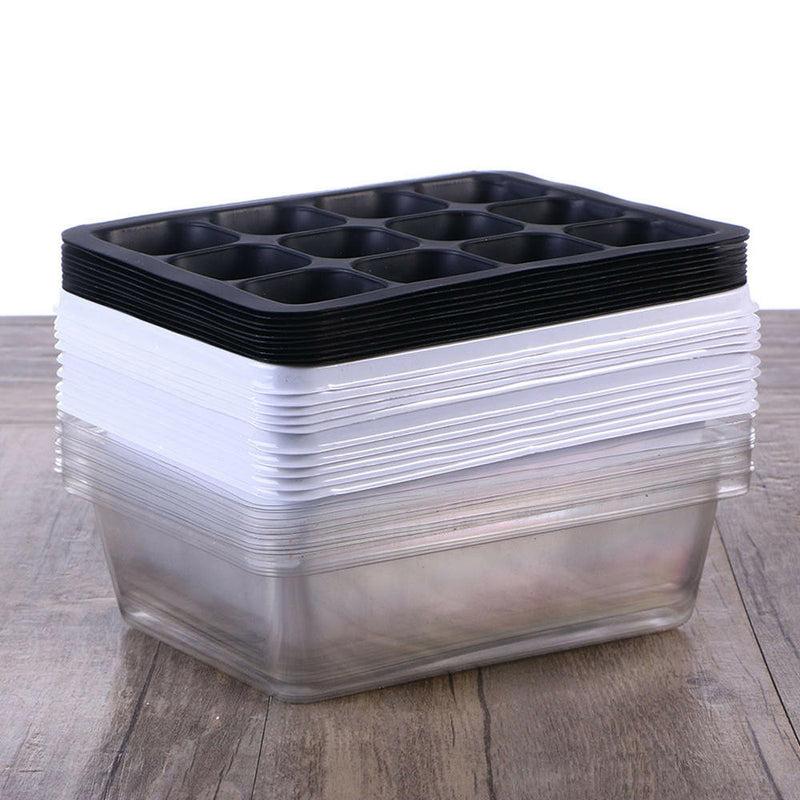 10 Sets Seed Trays 12 Cells Seedling Starter Tray Garden Plant Germination