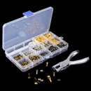 360 Set Leather Rivets Double Cap Rivet Tubular Metal Studs With Fixing Tool DIY