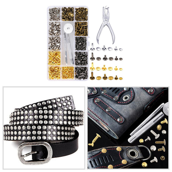 360Set Leather Rivets Single Cap Rivets Tubular Metal Studs with Fixing Best