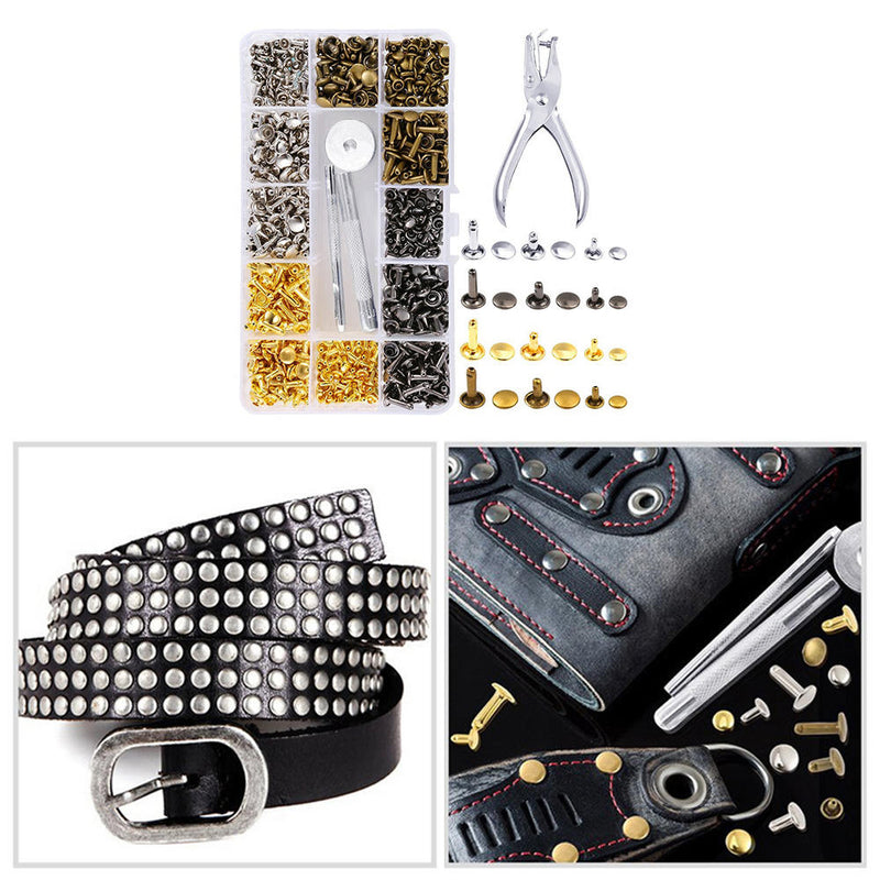 360Set Leather Rivets Single Cap Rivets Tubular Metal Studs with Fixing Best
