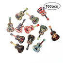 100pack Wood Love Guitar Handmade 2 Holes Wooden Buttons Sewing Scrapbooking DIY