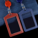 Vertical PU Leather ID Badge Holder Pocket Wallet with Polyester Neck Lanyard