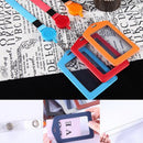 Vertical PU Leather ID Badge Holder Pocket Wallet with Polyester Neck Lanyard