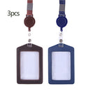 Vertical PU Leather ID Badge Holder Pocket Wallet with Polyester Neck Lanyard