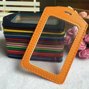 Vertical PU Leather ID Badge Holder Pocket Wallet with Polyester Neck Lanyard