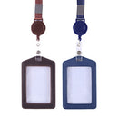 Blocking Wallet Case ID Badge Holder with Neck Lanyard PU Leather ID Badge