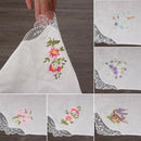 Ladies Flower Embroidered with Lace Cotton Handkerchief for Women X 6Packs