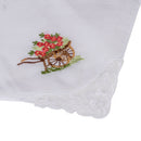 Ladies Flower Embroidered with Lace Cotton Handkerchief for Women X 6Packs