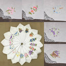 Ladies Flower Embroidered with Lace Cotton Handkerchief for Women X 6Packs