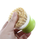 DishPan Soap Set of 2 Soap Dispensing Palm Brush, Nylon Bristle Dish Scrubber