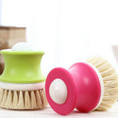 DishPan Soap Set of 2 Soap Dispensing Palm Brush, Nylon Bristle Dish Scrubber