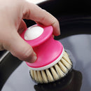 DishPan Soap Set of 2 Soap Dispensing Palm Brush, Nylon Bristle Dish Scrubber