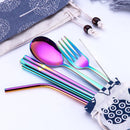 Portable Tableware Set Natural Stainless Steel Fork Spoon Chopsticks Cutlery Set