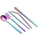 Portable Tableware Set Natural Stainless Steel Fork Spoon Chopsticks Cutlery Set