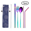 Portable Tableware Set Natural Stainless Steel Fork Spoon Chopsticks Cutlery Set