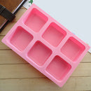6-Square Soap Mold Silicone Mould For Candy Chocolate Cookie Ice Lattice Ice