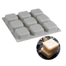 9-Square Soap mould Cake Mold Flexible Silicone Mould For Candy Soap Ice tray