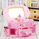 1x Classical Rotating Mirror Music Box Jewelry Storage Case Pink Cartoo Hot