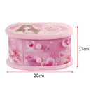 Makeup Mirror Music Box Jewelry Storage Case Cartoon Pink Rotating Ballerina Kid