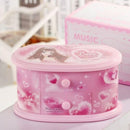 1x Classical Rotating Mirror Music Box Jewelry Storage Case Pink Cartoo Hot