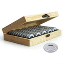 Chic Wooden Coins Display Storage Box Case for Collectible Coin With 50 Capsules