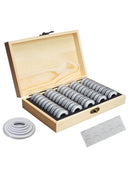 Chic Wooden Coins Display Storage Box Case for Collectible Coin With 50 Capsules