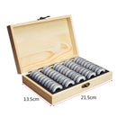 Chic Wooden Coins Display Storage Box Case for Collectible Coin With 50 Capsules