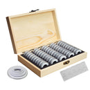 Chic Wooden Coins Display Storage Box Case for Collectible Coin With 50 Capsules