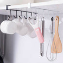 2pcs 6 Hooks Under Shelf Mug Cup Holder Cupboard Kitchen Organiser Hanging Rack