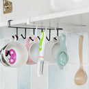 2pcs 6 Hooks Under Shelf Mug Cup Holder Cupboard Kitchen Organiser Hanging Rack