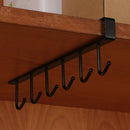 2pcs 6 Hooks Under Shelf Mug Cup Holder Cupboard Kitchen Organiser Hanging Rack