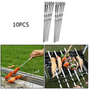 10Pcs Long Stainless Steel Metal Shish Kabob Grilling Barbeque BBQ Skewers