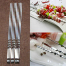 10PCS Stainless Steel Barbecue Skewers BBQ Food Needle Grill Kebab Stick 37CM